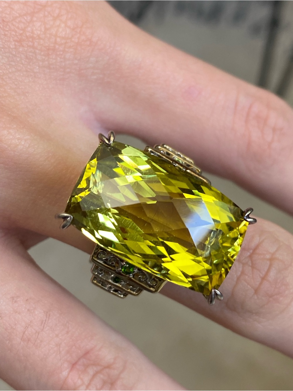 MICHAEL VALITUTTI Gems En Vogue 925 Sterling Lemon Quartz Peridot Ring Size 9